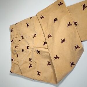 Lilly Pulitzer girls tan corduroy pants with chocolate lab puppy dogs 12